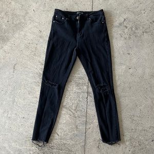 Pretty little thing black denim ripped jeans